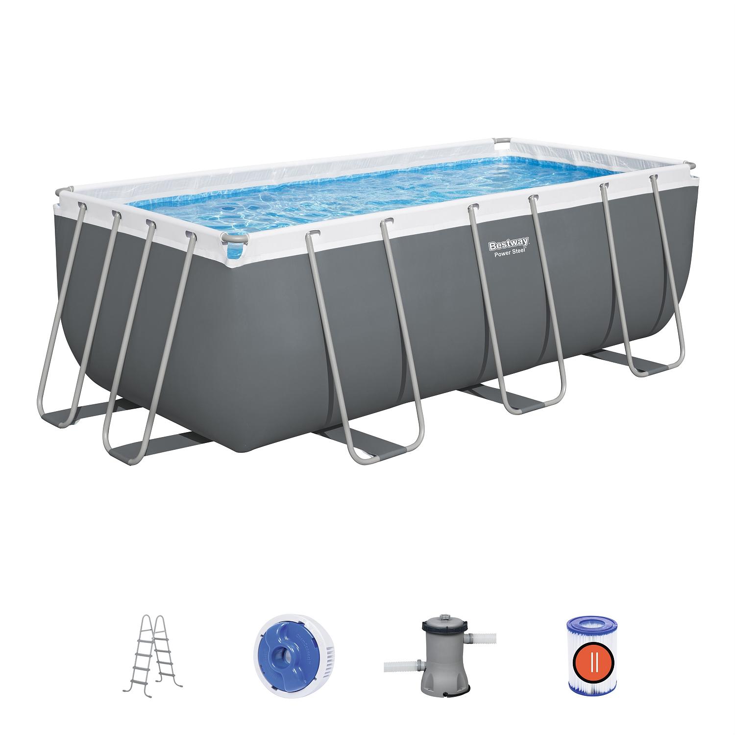 Каркасный бассейн Bestway 56456 BW, Power Steel 412х201х122см, 8124л, фильтр-насос, лестница фото 2